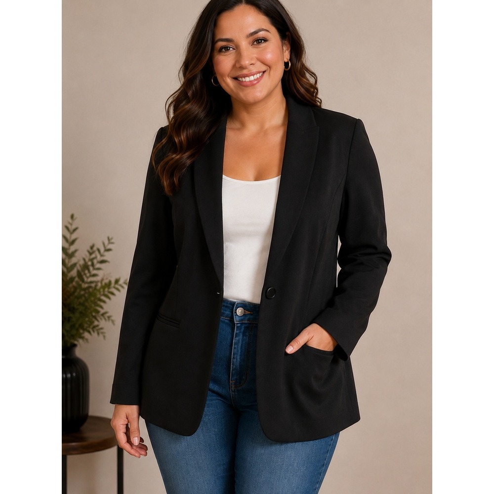 J. Jill Ponte Blazer Women M Petite Black Capsule Career Minimalist Day To Night